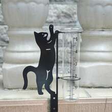 Pluviômetro de Metal em Formato de Gato para Exterior, Ornamento Decorativo Prático, Pluviômetro com Estrutura de Metal de Grande Capacidade, Adequado para Jardim, Quintal, Pátio, Pátio Interno, Gramado, Vaso de Flores, Decoração Externa, Ferramenta de Medição de Chuva de Metal Resistente à Ferrugem, Durável e Bonita - E - Visão 5