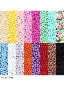 2000pcs/Pack Acrylic Candy Color Solid 3mm Small Hole Round Beads, DIY Jewelry, Clothing, Bracelet, Pendant Accessories - Solid Color Round Beads - View 2
