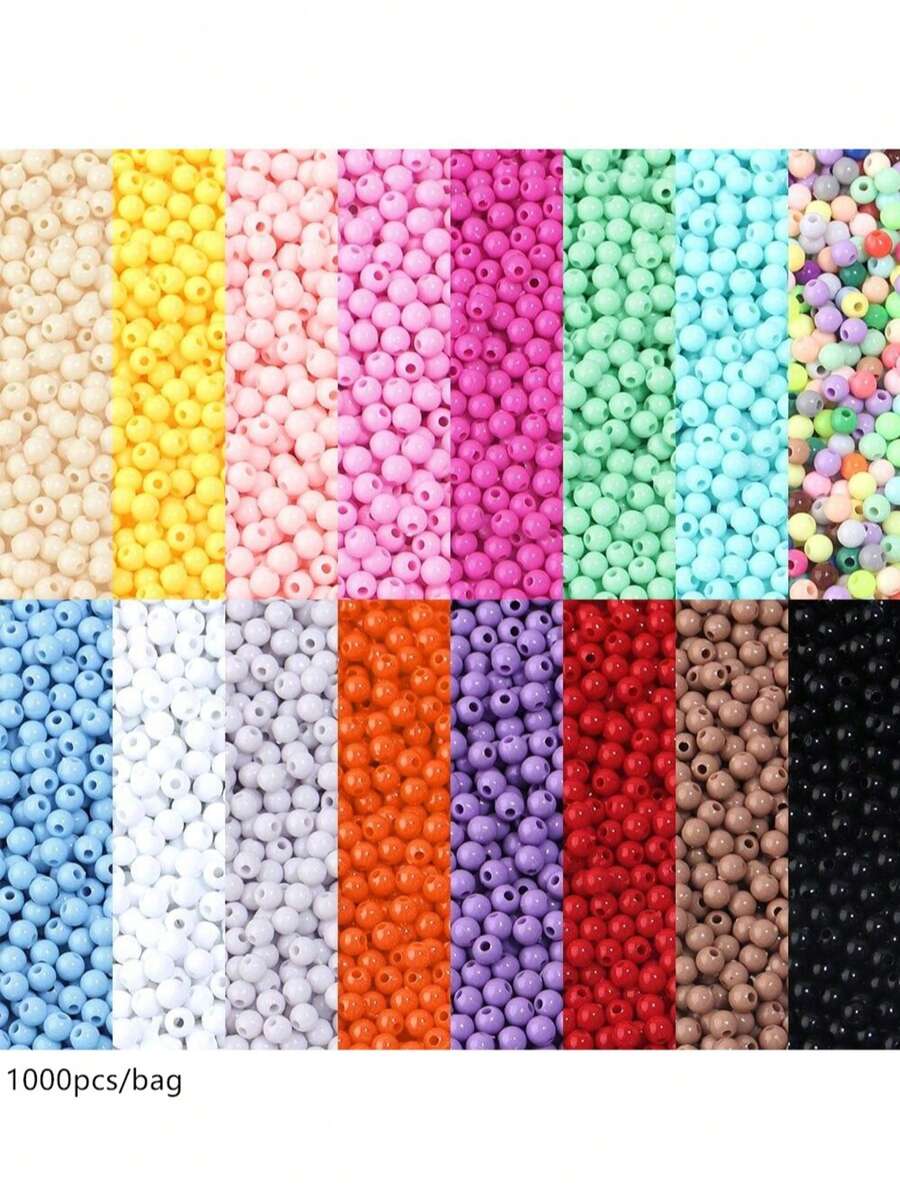 2000pcs/Pack Acrylic Candy Color Solid 3mm Small Hole Round Beads, DIY Jewelry, Clothing, Bracelet, Pendant Accessories