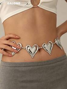 Accesorio esencial para festival de música y vacaciones en la playa, cinturón de cadena de corazón de metal vintage, cadena de cintura a juego para vestido de encaje blanco de moda personalizada - Cadena para la cintura con forma de corazón - Ver 5