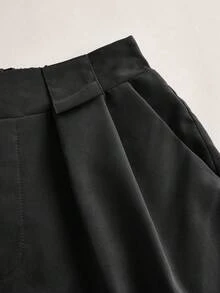 CZJ Short de mujer de unicolor versátil y casual - Negro - Ver 2