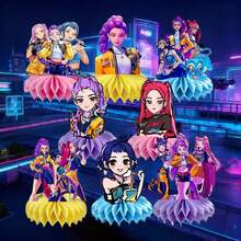 50件新款K-POP D Emon Hunters生日派對裝飾，熱銷K-Pop粉絲蜂巢裝飾，3D紙蜂巢展示飾品，生日慶祝與朋友禮物桌面中心裝飾 - 彩色 - 查看 5