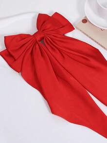 Pinza de pelo con lazo rojo grande - Un accesorio de pelo elegante y lindo adecuado para looks diarios, fiestas, regalos de Navidad y moda de otoño/invierno. - Rojo - Ver 8