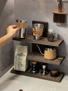 1pc-Walnut Wood Multifunctional Desktop Storage Vertical Shelf, Tea Set Storage Shelf, Vintage Solid Wood Makeup Organizer, Multi-Layer Display Rack, Vanity Perfume And Skincare Storage Shelf, Multifunctional Storage Rack, Wooden Jewelry And Accessories Display Tray, Beauty Display Tray, Suitable For Living Room, Shoe Cabinet, Entryway - Multicolor - View 11