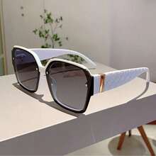 1 pieza Gafas de mujer con patrón de diamantes populares, decoración incrustada de moda, diseño blanco versátil, adecuado para uso diario - Multicolor - Ver 5