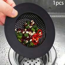 1pc Matte Black Stainless Steel Kitchen Sink Strainer, Sink Drain Filter With Wide Rim, Available In 5.3cm/2.08in, 7cm/2.87in, 9cm/3.54in, 11.5cm/4.52in, Suitable For Kitchen Sink - Multicolor - View 1