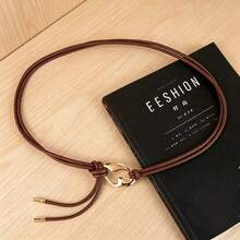1 Elegant Dress Belt, Thin PU Belt With Gold Buckle - A - View 16