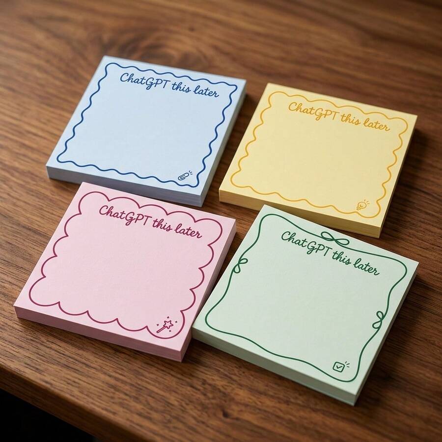 Funny ChatGPT This Later Sticky Notes Set - 4 Packs, 50 Sheets/Pad, 3x3 Inch - Novelty Pastel Desk Accessories & Humorous Office Gag Gift For Coworkers And Professionals - one-size - View 1