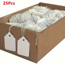 25/50/100pcs Blank Price Tags With String, White Paper Tags, Suitable For Wedding, Party, Scene Decoration, Jewelry Pricing - Jewelry Making Display And Packaging Supplies - Label - View 9