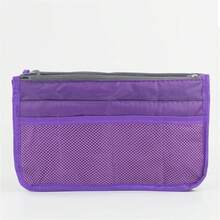 Bolsa de Almacenamiento Multifuncional Plegable con Doble Cremallera, Gran Capacidad para Organizar Maquillaje y Artículos de Aseo, Bolsa de Clasificación Grande - Morado - Ver 1