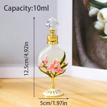 1個 10ML 玻璃扁瓶 粉色蘭花香水瓶，桌面裝飾飾品，梳妝台裝飾，耐用且便攜，可重複填充使用容器，家居裝飾梳妝台飾品，女性女孩節日禮物，日常與旅行必備配件，女性個人護理配件（空瓶，不含香水） - 查看 4