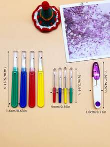 Juego de 9 piezas de descosedores y tijeras para hilo de colores, 4 descosedores grandes, 4 descosedores pequeños multicolor + 1 mini tijera morada, herramientas de costura aptas para todos los niveles de habilidad, uso doméstico, reparación, costura diaria y manualidades - Removedor de hilos - Ver 10