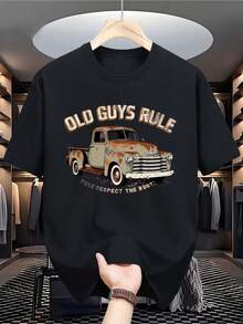 Camiseta gráfica de camión vintage para entusiastas del coche - Diseño de camioneta desgastado, estilo retro usado, regalo perfecto para el Día del Padre, cumpleaños o cualquier ocasión - Negro - Ver 1