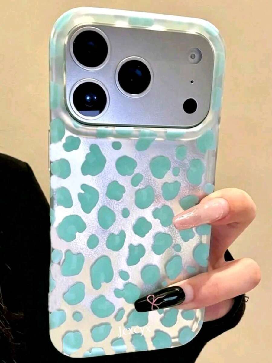 1 pieza Funda de teléfono a prueba de golpes con estampado de leopardo 14/13/17/16/15 Pro Max - Azul - Ver 1