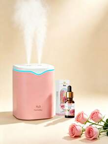 2L Humidificador de escritorio doméstico de alta capacidad en blanco/rosa/verde con difusor de aromas, luz LED de 7 colores, atomizador multifunción, alimentado por USB, niebla fría adecuado para habitaciones grandes, llenado superior, uso en toda la casa y plantas, material de plástico, apagado automático, adecuado para oficina, sala de estar, dormitorio y humidificación de plantas, decoración del hogar/10ml Aceites esenciales de aromaterapia - Multicolor - Ver 6