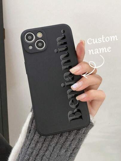 1pc DIY Customized Font Phone Case, Personalized Design Couple Phone Shell, Customize Your Name Shell, Digital Background Phone Case, Anniversary Gift, Valentine's Day Gift, Gift, Birthday Gift, Wedding Gift, Mother's Day Gift, Father's Day Gift, Father's Day Gift, Best Friend Gift, Gift For Mom/Dad, Gift For Boyfriend, Gift For Girlfriend, Suitable For Girlfriend, Compatible With Apple 17, S26, OppoA5, Honor400lite, And Other Phone Models