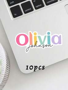 10pcs Customized Name Labels/Back To School Supplies/Water Bottle Waterproof Stickers/School Essentials/School Waterproof Name Labels/Personalized Name Stickers/Suitable For College Students Laptop Lunch Box Phone Case Etc, Gift Ideas - Multicolor - View 18