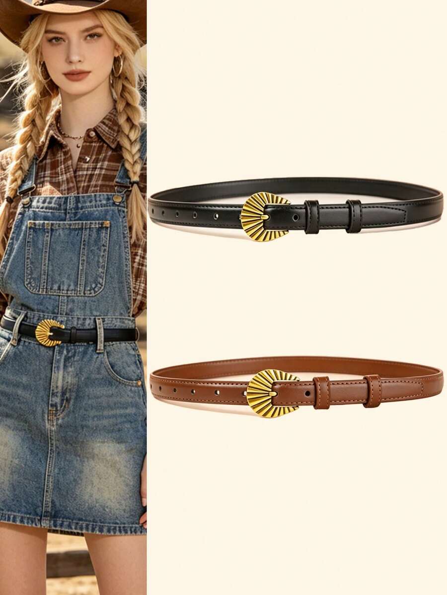 1/2pcs Ladies' Fashionable Slim Fit Decorative Belt, Innovative And Unique Design, Casual And Fashionable Style, Full Belt For Jeans And Short Skirts - Multicolor - View 1