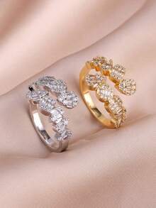 rakol 1枚复古优雅水滴圆形方形几何戒指，女士日常佩戴，礼品 - 款式6 - 查看 3