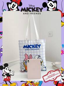 1 pieza Bolsa de lona con estampado oficial de Disney Pato Donald/Pato Daisy, bolso de mano de dibujos animados lindo para niñas, bolsa tote de gran capacidad, bolsa de compras plegable, bolso de hombro ligero, adecuado para estudiantes/estudiantes universitarios/adolescentes/jóvenes, adecuado para uso diario/salidas/compras/desplazamientos - Azul - Ver 4