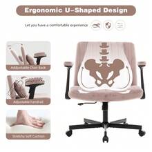 Velvet Office Chair For Home Office – Height-Adjustable Swivel Chair With Folding Armrests And Quiet Casters – Stylish Fabric Office Chair For Home Offices And Small Spaces - Pink - View 6
