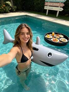 Inflatable Shark Ride, Inflatable Shark Water Ride, Inflatable Great White Shark Pool Float, PVC Inflatable Shark Surfboard Floating Raft, Suitable For Adult Family Entertainment, Outdoor Leisure, Summer Party, Beach, Lake, Water, Pool Floating, Fun Summer Water Entertainment, Suitable For Pool Party, Vacation, Summer. - Image - View 4