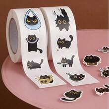 500-Piece Black Cat Animal Sticker Roll - Self-Adhesive PVC Decal - Perfect For Notebook Computers, Water Bottles, And Mobile Phones - A Decorative Birthday Sticker For Your Laptop - Cartoon Sticker - Black Cat - View 12