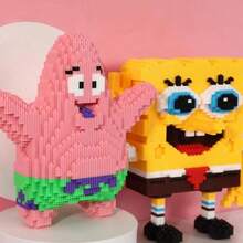 SpongeBob SquarePants 3800+片方形派翠克積木,卡通DIY小顆粒組裝雕像。鮮豔色彩與逼真設計,適合桌面裝飾,生日、返校和畢業季的理想禮物。(隨機款式) - 彩色 - 查看 4