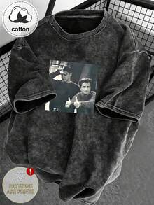 Áo thun graphic phong cách retro phim và chương trình truyền hình Friends, áo top mùa hè 2026, casual - màu đen - Xem 8