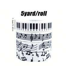 1/4pcs Music Symbol & Piano Key Theme Ribbon - Black & White Decorative Ribbon, Suitable For Christmas, Valentine's Day, Wedding, Gift Wrapping, Holiday Art Design, Multi-Purpose Decorative Ribbon, Perfect Choice For Thanksgiving - Multicolor - View 5