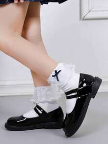 Children's Girls Princess Shoes, School Shoes For Primary And Middle School Students, Little Girls Shoes - Black - View 4