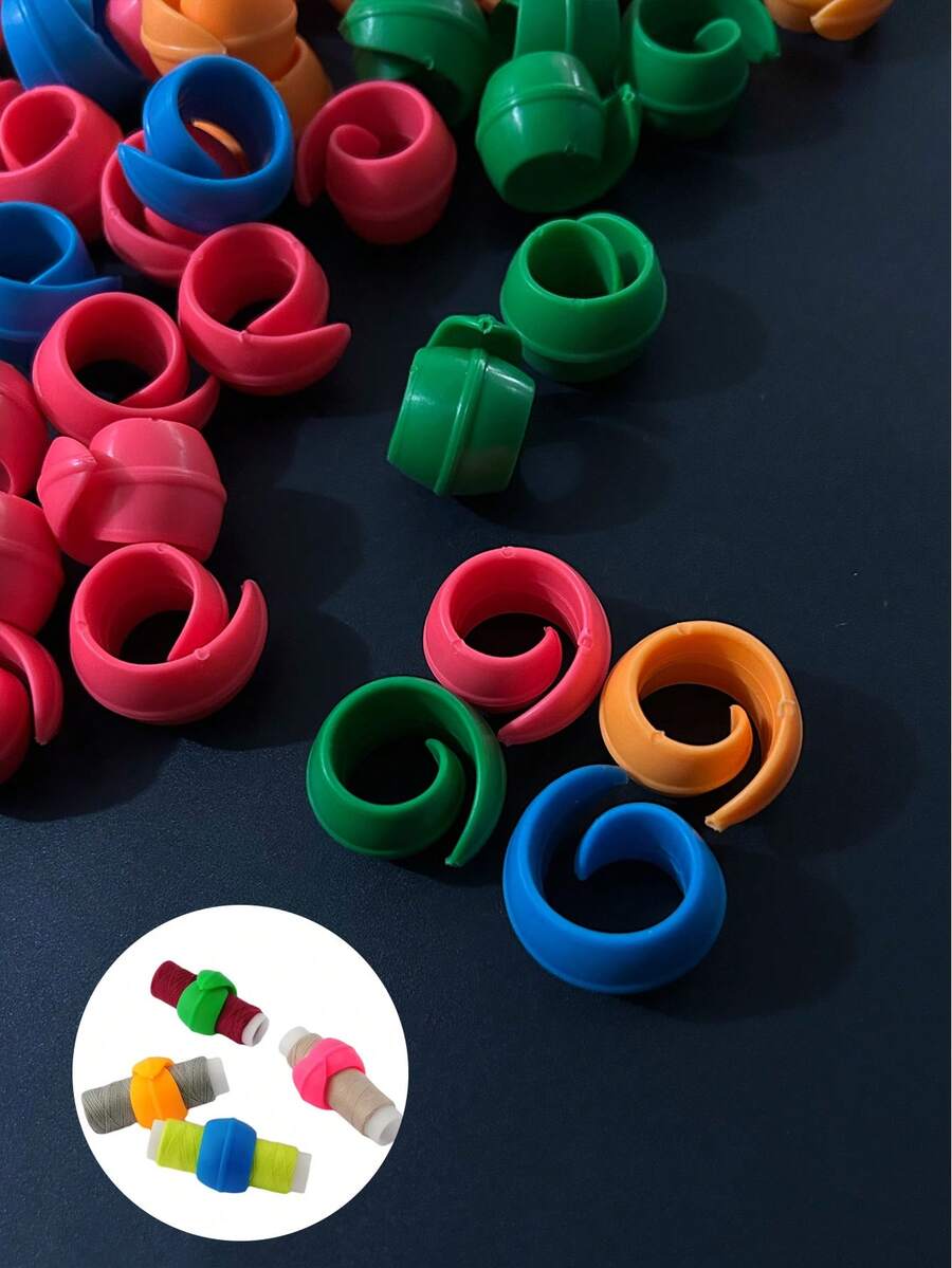 10pcs Colorful Silicone Spool Anti-Slip Thread Organizer, Anti-Tangle Thread Holder, Suitable For Sewing, Cross Stitch And Embroidery, DIY Christmas Handmade Thread Organization, For Craft Enthusiasts - Silicone Spool - View 1