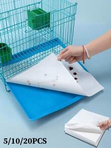 5/10/20pcs Disposable Bird Cage Liner Pads, Absorbent Non-Woven Fabric Parrot Cage Bottom Liners, Thickened Bird Droppings Cleaning Pads - White - View 2