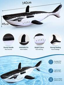 Inflatable Shark Ride, Inflatable Shark Water Ride, Inflatable Black Shark Pool Float, PVC Inflatable Shark Surfboard Floating Raft, Suitable For Adult Family Entertainment, Outdoor Leisure, Summer Party, Beach, Lake, Water, Pool Floating, Fun Summer Water Entertainment, Suitable For Pool Party, Vacation, Summer - Image - View 5