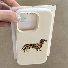 1pc TPU Material Luxury Leopard Print Dachshund Puppy Pattern Phone Case Compatible With IPhone 17 Pro Max/17/16 Pro Max/15/13/12/11/ S20 FE/A15/S24/A55/ Note 11/Note 12/Note 13 Pro Full Coverage Shockproof Soft Shell Protective Cover - White - View 5