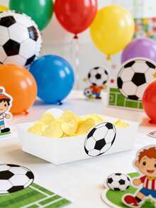 10pcs/30pcs/50pcs Soccer-Themed Party Food Trays: Disposable Paper Serving Trays And Black-And-White Soccer-Patterned Boat Boxes Ideal Paper Food Trays For Sports-Themed Parties, Birthday Party Condiment Stations, And Carnival Events. - View 6