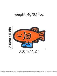 穿鞋子的趣味魚琺瑯別針，可愛卡通胸針，獨特衣物與包包配件，完美禮物選擇 - 橘色 - 查看 3