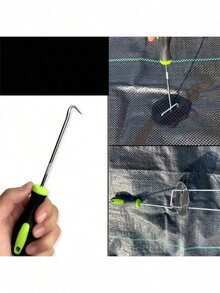 1pc Heavy Duty Metal U-Shaped Gardening Tool, Green And Black Handle, For Weeding, Crevice Cleaning And Seal Ring Removal - Multicolor - View 1