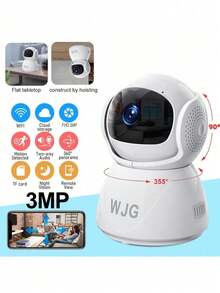 WJG Baby Monitor, 1290P HD Video Baby Monitor With Camera And Audio, 2.4GHz Camera With Night Vision, Baby And Pet Motion Detection, Cloud Storage - White - View 12