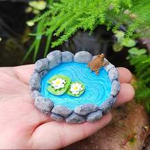 1pc/1set Fantasy World Resin Animal Figurine Set - Modern 3D Mini Pond With Duck, Frog And Turtle - Floor Mounted Fairy Tale Garden Decor, Suitable For Home And Valentine's Day - No Electricity Or Battery Required - Multicolor - View 6
