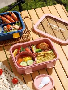 1pc Lunch Box, Divided Food Storage Container Set, Microwave Bento Box, Insulated Lunch Bag, Snacks, Lunch, Portable Travel Set - Multicolor - View 5