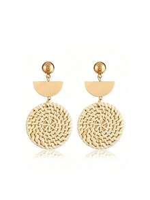 Xiacheng 1-4 Pairs Rattan Earrings For Women Beach Essentials Tassel Dangle Boho Straw Earrings - Multicolor 2 - View 11