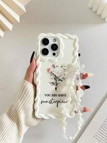 Twist Wave Edge Minimalist Premium TPU Floral Letter Painted Shockproof Phone Case Protective Cover With Beaded Bracelet Accessory Compatible With IPhone 17pro/17Air/17/17promax 16/11/16pro/16plus/16promax/16e/15Promax/13/14/12/XS/XR/7G/8PXR/7/8 Painted For IPhone 15Promax Apple 13 Phone Case 14 Apple 11 Soft Shell P12 Shockproof X Twist Wave Edge 12/14 Painted TPU Shockproof Soft Shell Phone Case - Multicolor - View 5