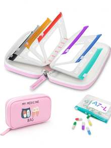 A8 Waterproof Pill Box Set, 2 Times A Day Large Capacity 7-Day Pill Organizer, With 7 Color-Coded Storage Bags, Reusable Travel Pill Box - Multicolor - View 14