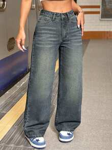Quần jeans nữ dáng suông rộng rãi, có túi, thích hợp mặc thường ngày. - Nỗi nhớ sâu sắc - Xem 6
