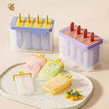1個 4格兒童DIY自製冰淇淋模具，易脫模冰棒模具，家用 - 彩色 - 查看 4