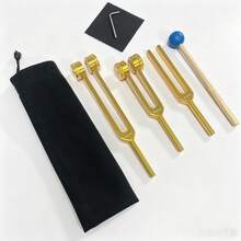 Gold 3-teiliges Chakra-Stimmgabel-Set, 128Hz, 256Hz, 512Hz, für Körpergewichtung Stimmgabel Chakra-Training und Yoga-Training, Reiki und Meditations-Essentials, Energie-Arbeit-Tuner - Gold - Übersicht 2