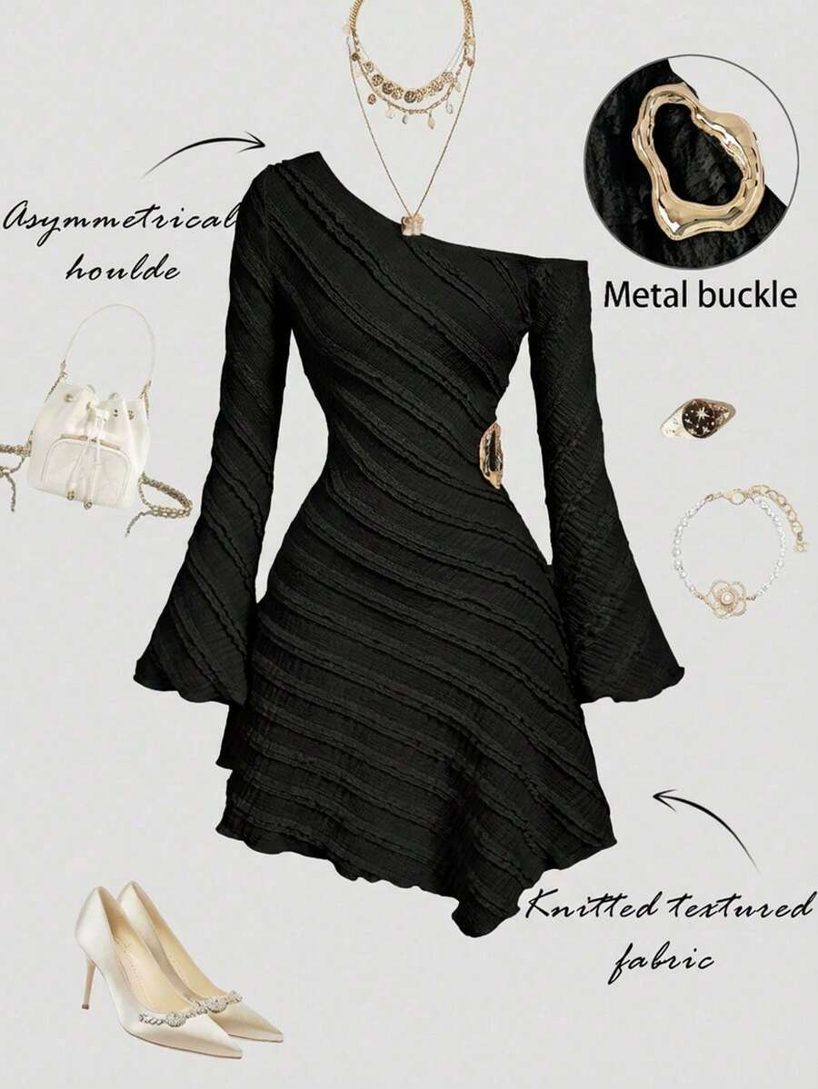 Women Midi Dresses - Black - View 1