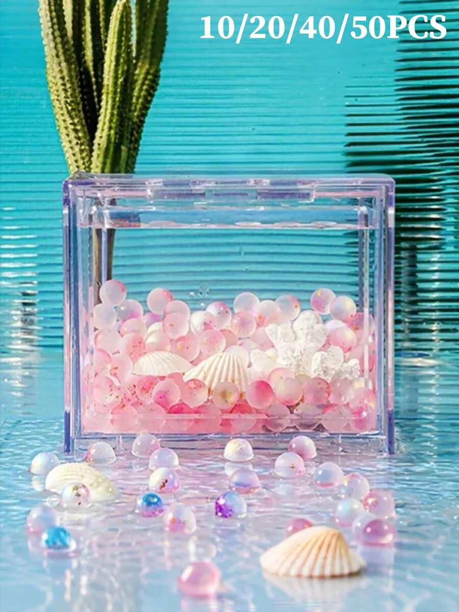 Frosted Colorful Glass Beads For Aquarium - Fish Tank Decoration, Terrestrial Plant Landscaping, DIY Micro Landscape Vase Filler, Aquarium Sand Substrate (10/20/40/50pcs)
