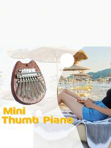 1 pieza Kalimba mini de gato de 8 teclas, exquisito piano de dedo pulgar marimba, accesorio musical colgante para regalo - Multicolor - Ver 5